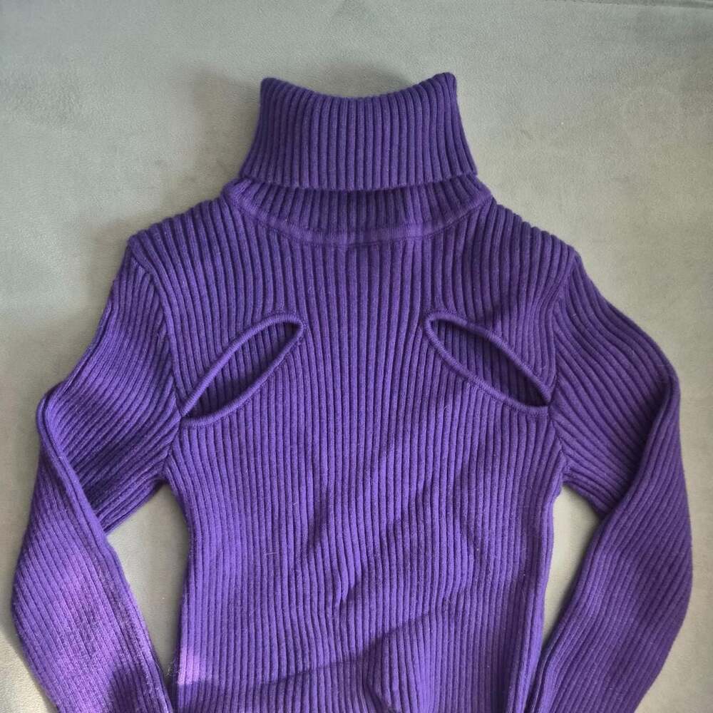 TIC TOC Purple Cutout Turtleneck Long Sleeve Sweater